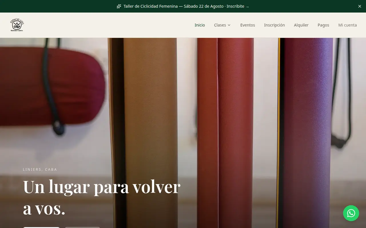 Captura del sitio de Espacio 1001